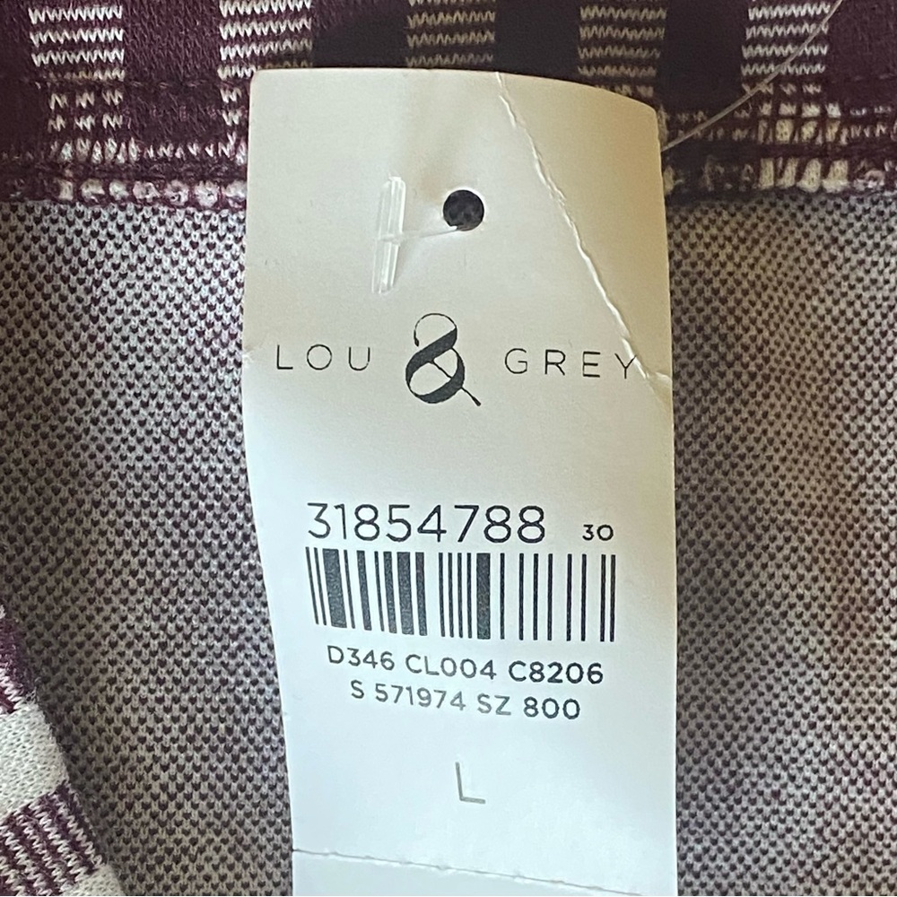 LOU & GREY BIRDSEYE GINGHAM PONTE LEGGINGS IN PLUM KISS SIZE LARGE - Picture 3 of 4